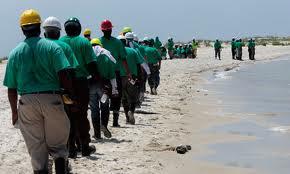 Green Shirts (BP) on Beach